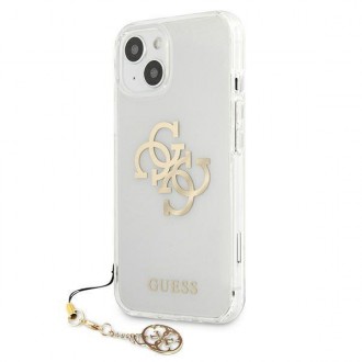 Guess GUHCP13SKS4GGO iPhone 13 mini 5,4&quot; průhledný pevný obal 4G Gold Charms Collection