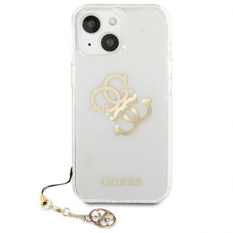 Guess GUHCP13SKS4GGO iPhone 13 mini 5,4&quot; průhledný pevný obal 4G Gold Charms Collection