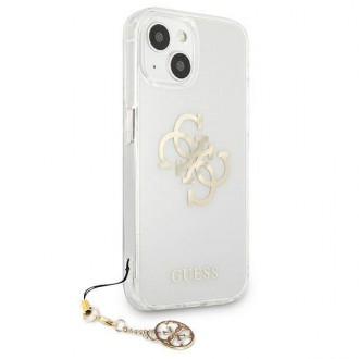 Guess GUHCP13SKS4GGO iPhone 13 mini 5,4&quot; průhledný pevný obal 4G Gold Charms Collection