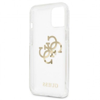 Guess GUHCP13SKS4GGO iPhone 13 mini 5,4&quot; průhledný pevný obal 4G Gold Charms Collection