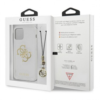 Guess GUHCP13SKS4GGO iPhone 13 mini 5,4&quot; průhledný pevný obal 4G Gold Charms Collection