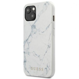 Guess GUHCP13SPCUMAWH iPhone 13 mini 5,4&quot; bílý/bílý pevný obal Marble