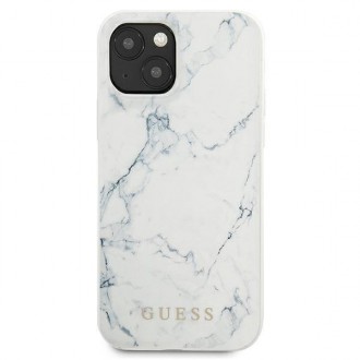 Guess GUHCP13SPCUMAWH iPhone 13 mini 5,4&quot; bílý/bílý pevný obal Marble