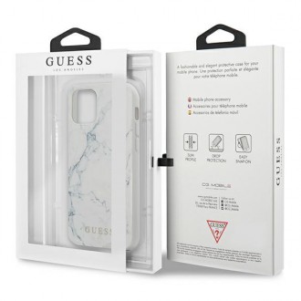 Guess GUHCP13SPCUMAWH iPhone 13 mini 5,4&quot; bílý/bílý pevný obal Marble
