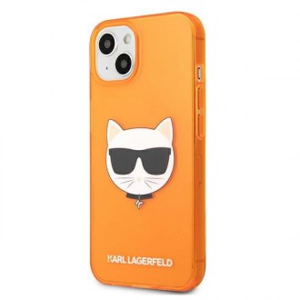 Karl Lagerfeld KLHCP13SCHTRO iPhone 13 mini 5,4&quot; oranžovo/oranžový pevný obal Glitter Choupette Fluo