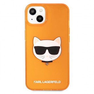 Karl Lagerfeld KLHCP13SCHTRO iPhone 13 mini 5,4&quot; oranžovo/oranžový pevný obal Glitter Choupette Fluo