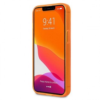 Karl Lagerfeld KLHCP13SCHTRO iPhone 13 mini 5,4&quot; oranžovo/oranžový pevný obal Glitter Choupette Fluo