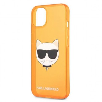 Karl Lagerfeld KLHCP13SCHTRO iPhone 13 mini 5,4&quot; oranžovo/oranžový pevný obal Glitter Choupette Fluo