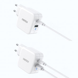 Choetech fast GaN wall charger USB Type C PD USB-A QC3.0 65W 3,25A white (PD8002)