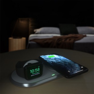 Choetech Qi 2in1 wireless charger for smartphones / Apple Watch with stand (MFI) USB Type C white (T317)