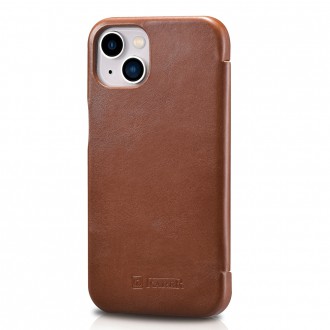 iCarer Curved Edge Vintage Folio Leather Case iPhone 13 Brown (RIX1302-BN)