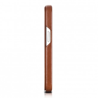 iCarer Curved Edge Vintage Folio Leather Case iPhone 13 Brown (RIX1302-BN)
