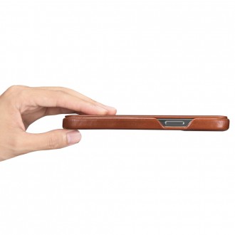 iCarer Curved Edge Vintage Folio Leather Case iPhone 13 Brown (RIX1302-BN)