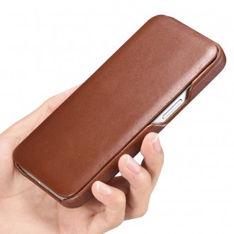 iCarer Curved Edge Vintage Folio Leather Case iPhone 13 Brown (RIX1302-BN)