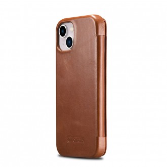 iCarer Curved Edge Vintage Folio Leather Case iPhone 13 Brown (RIX1302-BN)