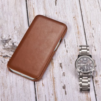 iCarer Curved Edge Vintage Folio Leather Case iPhone 13 Brown (RIX1302-BN)