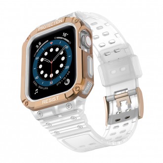 Protect Strap Band Band with Case for Apple Watch 7 / SE (45/44 / 42mm) Case Armored Watch Cover Pink