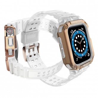Protect Strap Band Band with Case for Apple Watch 7 / SE (45/44 / 42mm) Case Armored Watch Cover Pink