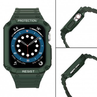Protect Strap Band Band with Case for Apple Watch 7 / SE (45/44 / 42mm) Case Armored Watch Cover Green