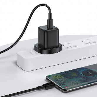 Joyroom small fast charger USB Type C PD 25W UK plug black + USB Type C - USB Type C cable (L-P251)