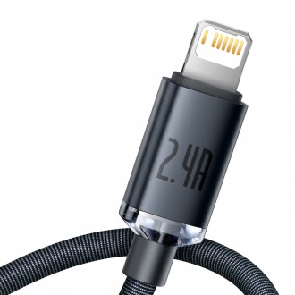 Baseus Crystal Shine Series kabel USB kabel pro rychlé nabíjení a přenos dat USB typu A - Lightning 2,4A 1,2 m černý (CAJY000001)