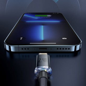 Baseus Crystal Shine Series kabel USB kabel pro rychlé nabíjení a přenos dat USB typu A - Lightning 2,4A 1,2 m modrý (CAJY000003)