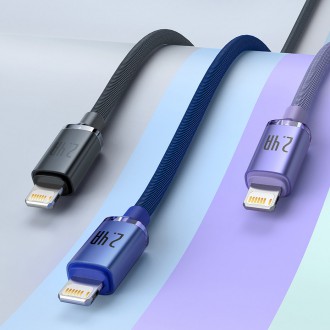 Baseus Crystal Shine Series kabel USB kabel pro rychlé nabíjení a přenos dat USB typu A - Lightning 2,4A 1,2 m modrý (CAJY000003)