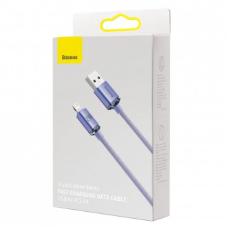 [RETURNED ITEM]  Baseus Crystal Shine Series kabel USB kabel pro rychlé nabíjení a přenos dat USB Typ A - Lightning 2.4A 1.2m fialový (CAJY000005)