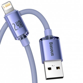 [RETURNED ITEM]  Baseus Crystal Shine Series kabel USB kabel pro rychlé nabíjení a přenos dat USB Typ A - Lightning 2.4A 1.2m fialový (CAJY000005)