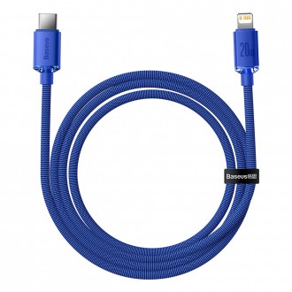 Baseus Crystal Shine Series kabel USB kabel pro rychlé nabíjení a přenos dat USB typu C - Lightning 20W 1,2m modrý (CAJY000203)