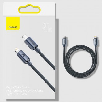 Baseus Crystal Shine Series kabel USB kabel pro rychlé nabíjení a přenos dat USB typu C - Lightning 20W 1,2m modrý (CAJY000203)