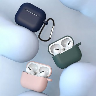 Pouzdro pro AirPods 3 silikonové měkké pouzdro na sluchátka + přívěsek na klíčenku s humří sponou růžové (pouzdro D)