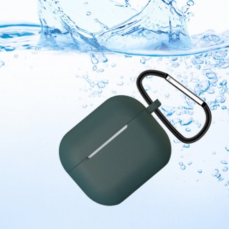 Pouzdro pro AirPods 3 silikonové měkké pouzdro na sluchátka + přívěsek na klíčenku s humří sponou růžové (pouzdro D)