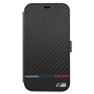 Etui BMW BMBKP13SPUCARTCBK iPhone 13 mini 5,4" czarny/black bookcase M Collection PU Carbon Stripe