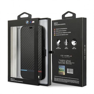 Etui BMW BMBKP13SPUCARTCBK iPhone 13 mini 5,4" czarny/black bookcase M Collection PU Carbon Stripe