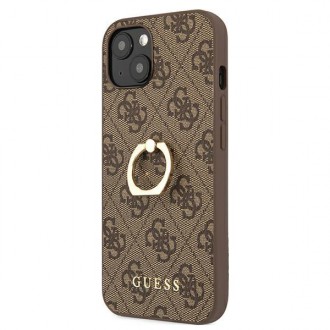 Guess GUHCP13S4GMRBR iPhone 13 mini 5,4&quot; hnědý/hnědý pevný obal 4G s kroužkovým stojánkem