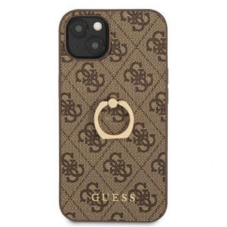 Guess GUHCP13S4GMRBR iPhone 13 mini 5,4&quot; hnědý/hnědý pevný obal 4G s kroužkovým stojánkem