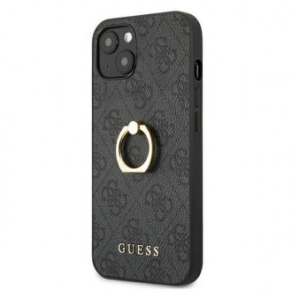 Guess GUHCP13S4GMRGR iPhone 13 mini 5,4&quot; šedý/šedý pevný obal 4G s kroužkovým stojánkem