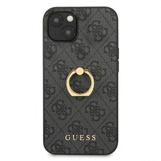 Guess GUHCP13S4GMRGR iPhone 13 mini 5,4&quot; šedý/šedý pevný obal 4G s kroužkovým stojánkem