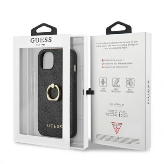 Guess GUHCP13S4GMRGR iPhone 13 mini 5,4&quot; šedý/šedý pevný obal 4G s kroužkovým stojánkem