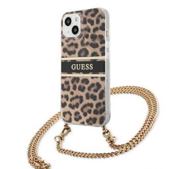 Pevné pouzdro Guess GUHCP13SKBCLE iPhone 13 mini 5,4" leopardí zlatý popruh