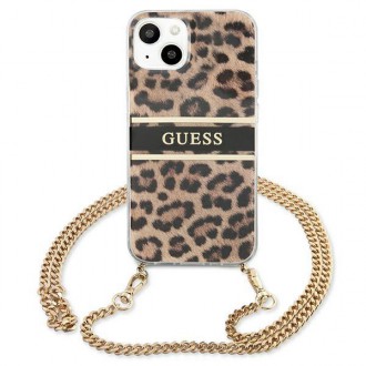 Pevné pouzdro Guess GUHCP13SKBCLE iPhone 13 mini 5,4" leopardí zlatý popruh