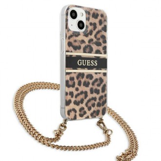 Pevné pouzdro Guess GUHCP13SKBCLE iPhone 13 mini 5,4" leopardí zlatý popruh