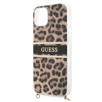 Pevné pouzdro Guess GUHCP13SKBCLE iPhone 13 mini 5,4" leopardí zlatý popruh