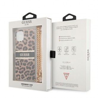 Pevné pouzdro Guess GUHCP13SKBCLE iPhone 13 mini 5,4" leopardí zlatý popruh