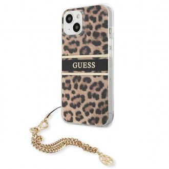 Pevné pouzdro Guess GUHCP13SKBSLEO iPhone 13 mini 5,4" leopardí zlatý řetízek