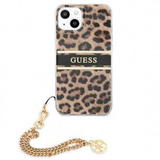 Pevné pouzdro Guess GUHCP13SKBSLEO iPhone 13 mini 5,4" leopardí zlatý řetízek