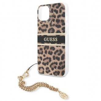 Pevné pouzdro Guess GUHCP13SKBSLEO iPhone 13 mini 5,4" leopardí zlatý řetízek