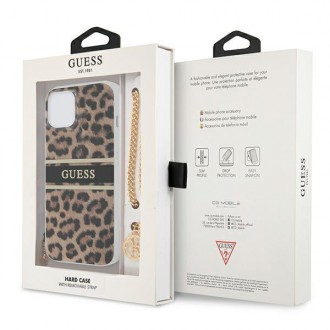 Pevné pouzdro Guess GUHCP13SKBSLEO iPhone 13 mini 5,4" leopardí zlatý řetízek