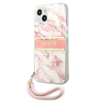Guess GUHCP13SKMABPI iPhone 13 mini 5,4&quot; růžové/růžové pevné pouzdro Marble Strap Collection